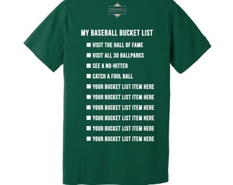 Camiseta personalizada de Ballpark Tour / Lista de deseos de béisbol / ¡Conmemora tu viaje! / Camiseta de Baseball Sayings