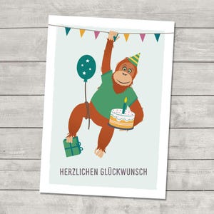Carte postale orang-outan Félicitations, A6, carte 1er anniversaire
