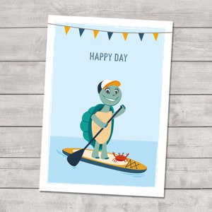 Carte postale tortue « Happy Day » - carte de vœux, carte happy day, carte de bon d'achat