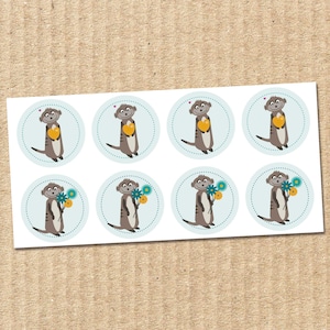 Aufkleber "Erdmännchen" – 4 cm oder 6 cm – Geschenkaufkleber Etiketten Sticker für Geschenke, Karten Briefe, Kindergeburtstag