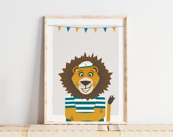 Lion poster for children's rooms, wall decoration for cool kids