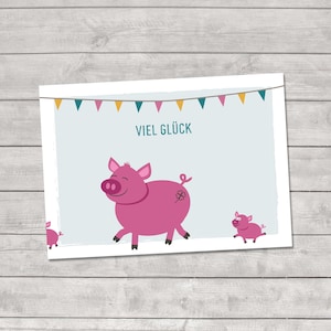 Cartão postal "Boa sorte" Lucky Pig Lucky Charm Cartão postal