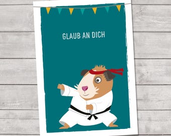 Guinea Pig Postcard – Believe in yourself | Motivational card, encouraging card, animal card for children and adults