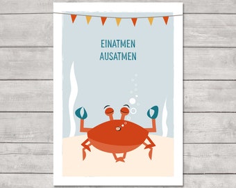 Postcard "Inhale Exhale" – Yoga Crab Greeting Card, A6