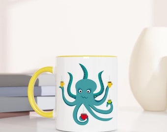 Coffee Krake ceramic mug with color on the inside