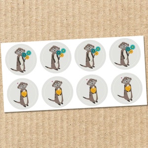 Aufkleber "Erdmännchen" – 4 cm oder 6 cm – Geschenkaufkleber Etiketten Sticker für Geschenke, Karten Briefe, Kindergeburtstag