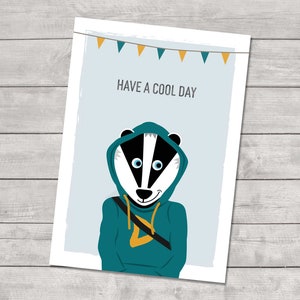 Ansichtkaart "Have a cool day" Kaart Coole das met hoodie, wenskaart