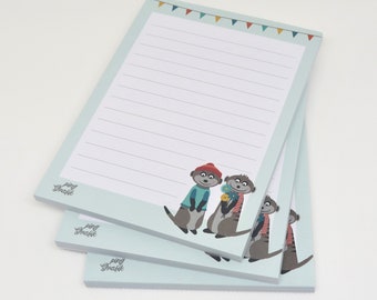 A6 notepad with meerkat design - lined memo pad for to-dos or shopping lists, as a gift for children in the meerkat class