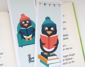 Bookmark "Penguin" ideal for children as a gift for a child's birthday, for school enrollment for the school cone, bookmark with cute animal motif