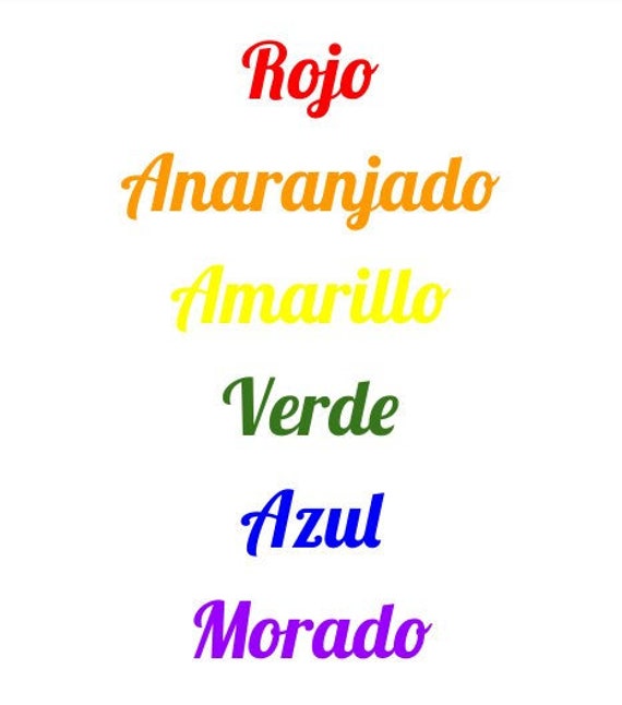 Rainbow Colors in Spanish Instant Download Wall Art Print Etsy