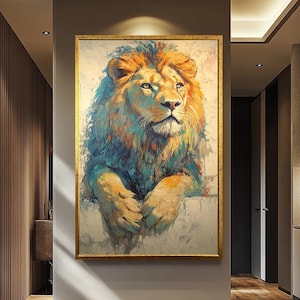 Majestic Lion Abstract Wall Art | Luxery Wildlife Wall Decor | Animal Wall Decor | Lion Wall Decor | Lion Art | Lion Canvas Painting