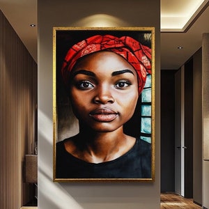 African Women Portrait Wall Art, Female Canvas Print, Bold Cultural Artwork | African Women Portrait Wall Art - Elegant Female Canvas Print