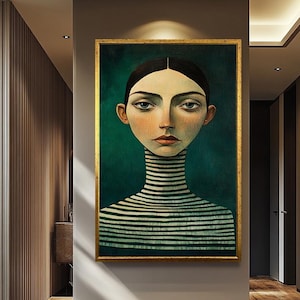 Framed Modern Women Portrait Painting, Female Portrait, Abstract Wall Art Print, Female Wall Art, Abstract Woman Art, Female Painting