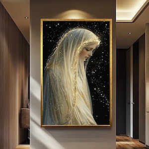 Virgin Mary Wall Art | Mother Mary Canvas Painting | Religious Wall Decor |  Elegant Religious Canvas Print of Mother Mary | Mother Mary Art
