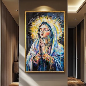 Virgin Mary Abstract Wall Art - Modern Mother Mary Canvas Print - Catholic Religious Decor - Inspirational Christian Gift | Mother Mary Art