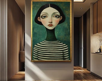 Modern Women Portrait Painting, Female Portrait, Abstract Wall Art Print, Female Wall Art, Abstract Woman Art, Female Painting