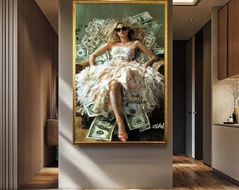 Money Queen Canvas Print: Modern Woman Wall Art