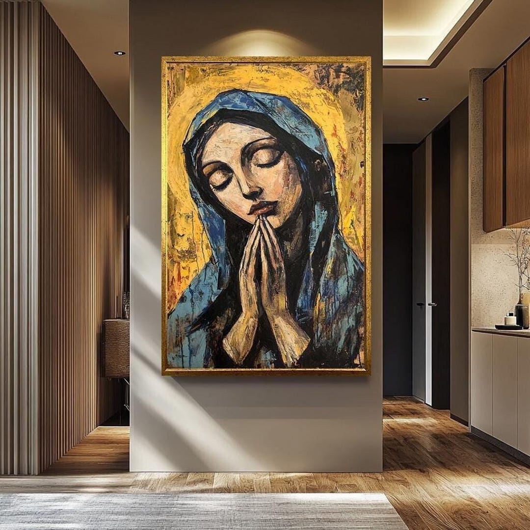 Virgin Mary Religious Wall Art | Christian Sacred Canvas Painting ...