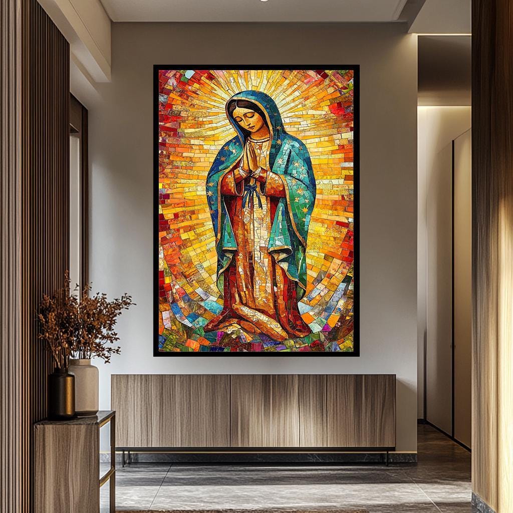 Virgin Mary Mosaic Wall Art | Religious Catholic Canvas Painting ...