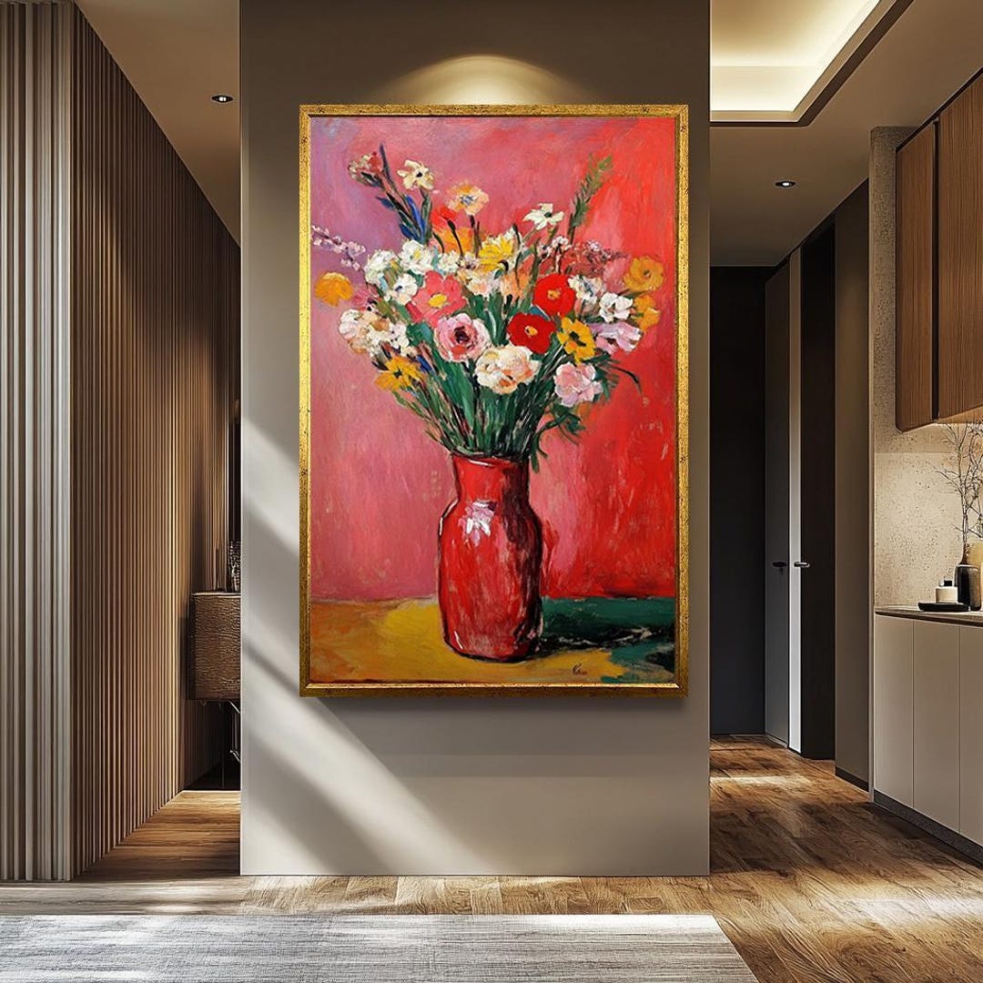 アンリ・マティスの花の絵画キャンバスプリント、カラフルな花の壁