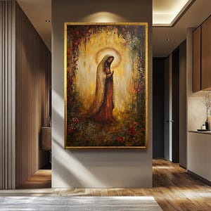 Praying Virgin Mary Wall Art |  Catholic Canvas Painting | Religious Wall Decor | Virgin Mary Wall Art | Catholic Religious Home Decor