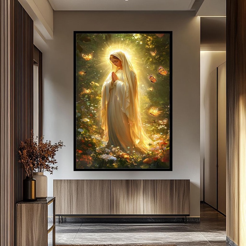 Virgin Mary Wall Art | Religious Canvas Painting | Blessed Virgin Mary ...