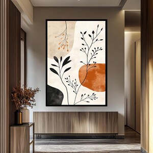 Framed Canvas Wall Art  Abstract Floral Botanical Prints Minimalist Modern Art Boho Wall Decor Minimalist Boho Botanical Wall Art Print