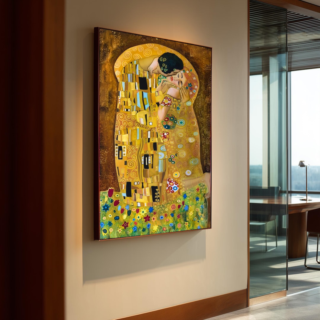 Gustav Klimt the Kiss Canvas Print Gold Romantic Wall Art Famous Print ...