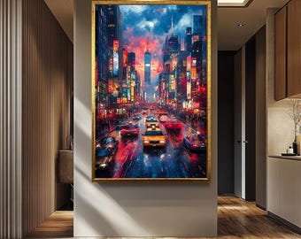New York City Art Print | Empire State Building Poster | NYC Taxi Wall Art | Modern Cityscape Prints | Colorful Manhattan Decor