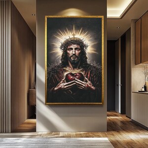 Sacred Jesus Portrait: Christian Religious Canvas Wall Art