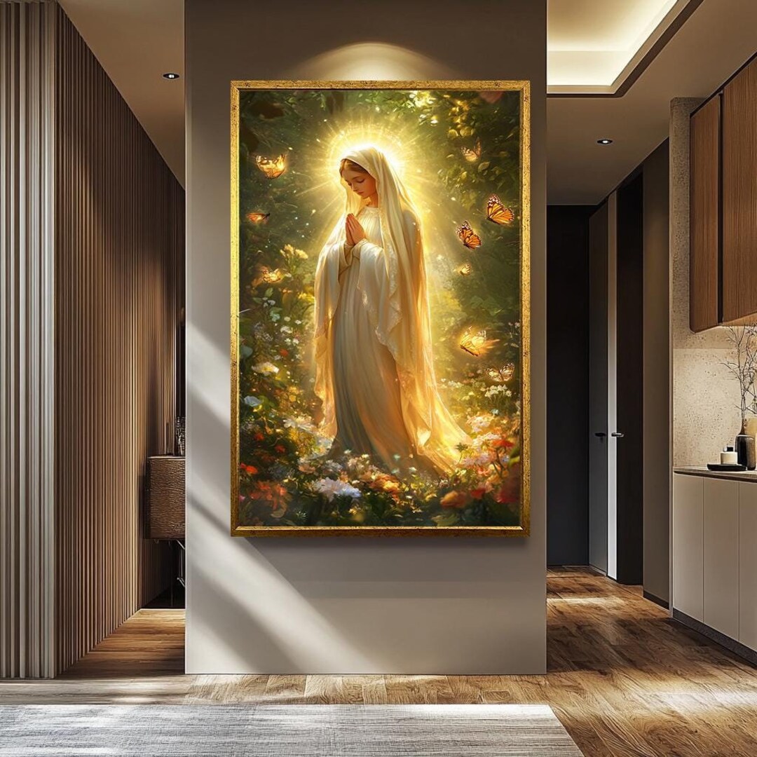 Virgin Mary Wall Art | Religious Canvas Painting | Blessed Virgin Mary ...