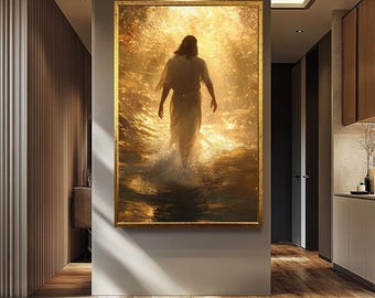Sparkling Jesus Wall Art | Religious Canvas Painting | Divine Wall Decor | Spiritual Christian Wall Decor | Christian Canvas Print Jesus Art