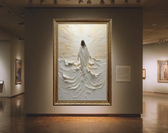 Stampa su tela di Gesù che cammina sull'acqua: moderna arte murale cristiana