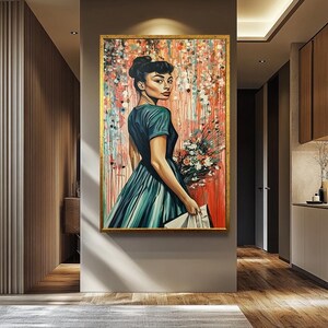 Elegant Woman Pop Art Wall Art - Modern Floral Portrait - Bold Abstract Wall Art - Vibrant Feminine Wall Decor | Women Portrait Wall Art