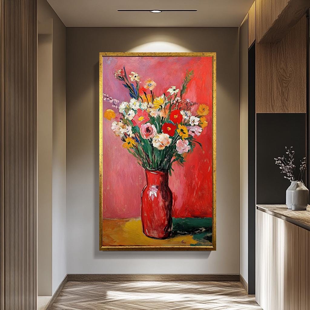 アンリ・マティスの花の絵画キャンバスプリント、カラフルな花の壁