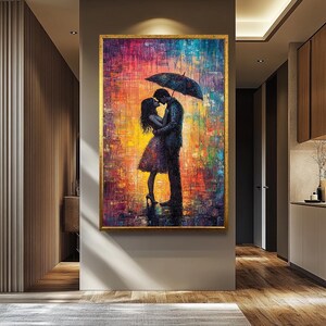 Romantic Couple Canvas Print: Colorful Impressionist Love Art