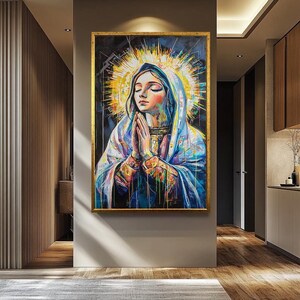 Virgin Mary Abstract Wall Art - Modern Mother Mary Canvas Print - Catholic Religious Decor - Inspirational Christian Gift | Mother Mary Art