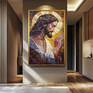 Jesus Christ Praying Wall Art | Religious Spiritual Canvas Painting | Christian Portrait Wall Decor | Jesus Wall Art |  Christian Wall Decor