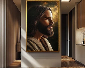 Inspirational Jesus Wall Art Canvas | Christ Portrait | Religious Wall Decor for Christian Homes | Jesus Christ Wall Art | Jesus Wall Decor