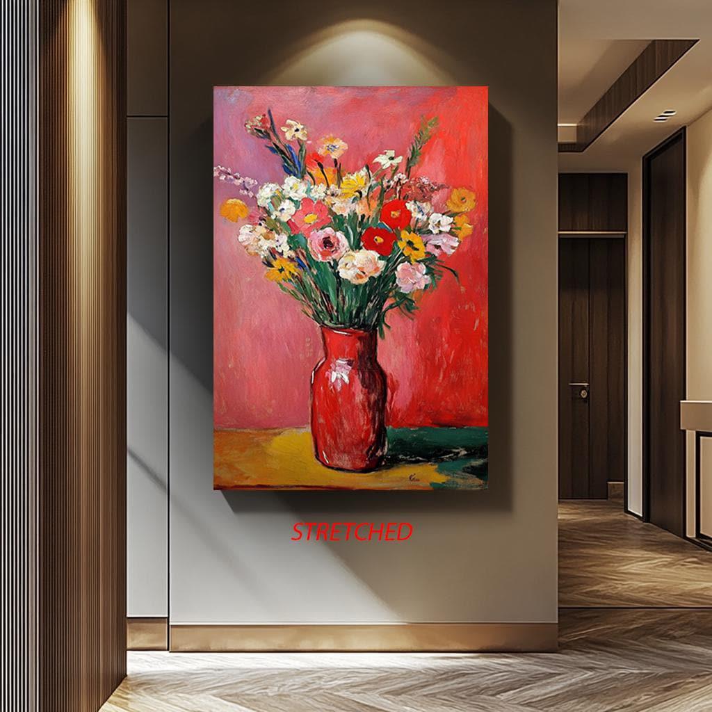 花柄の絵 アンリ・マティスの花の絵画キャンバスプリント、カラフルな花の壁