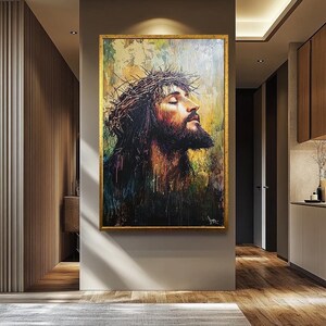 Jesus Christ Wall Art | esus Christ Portrait Canvas Painting | Sacred Christian Wall Decor | Jesus Wall Decor | Religious Christian Decor