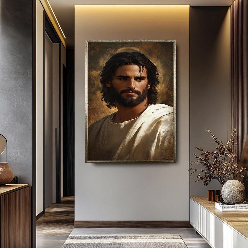 Jesus Christ Portrait Canvas Print, Sacred Religious Wall Art ...