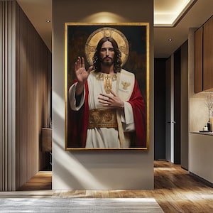 Jesus Wall Art Canvas |  Christ Portrait | Religious Wall Decor | Christian Faith Artwork for Prayer Rooms | Christian Gift | Jesus Art