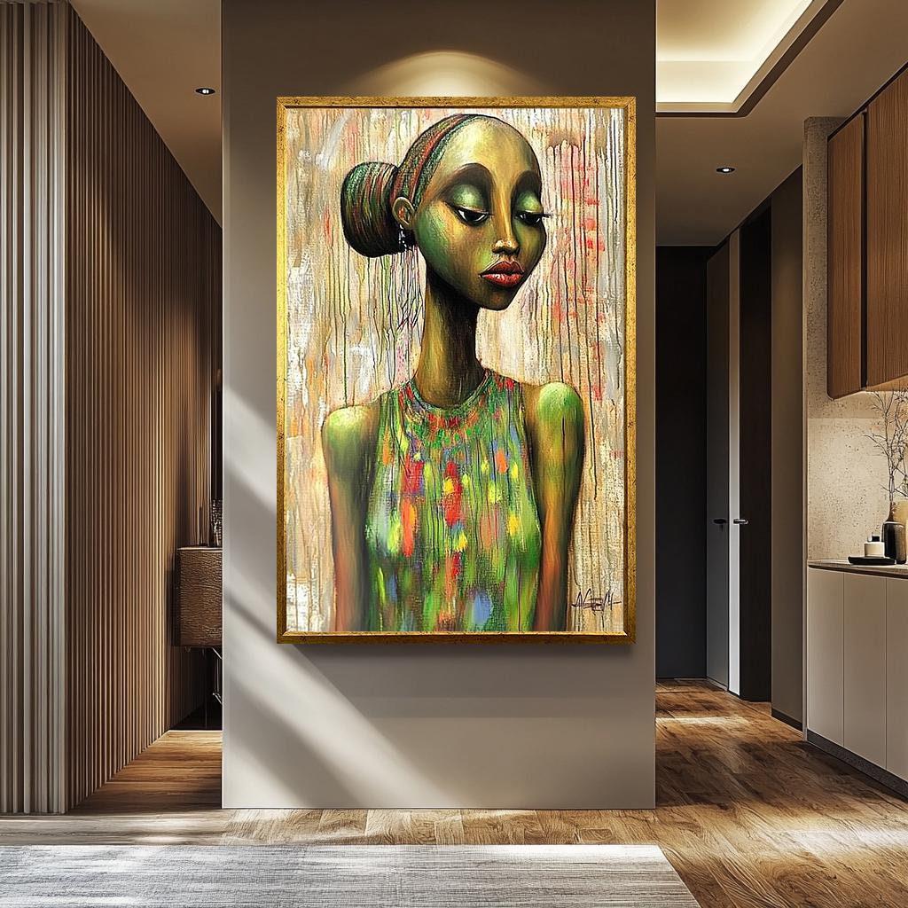 Abstract African Woman Portrait: Colorful Fauvism Wall Art