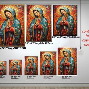 Colorful Virgin Mary Mosaic Wall Art | Mother Mary Religious Decor | Catholic Spiritual Artwork for Prayer Spaces | Virgin Mary Wall Decor image 8