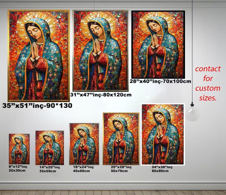 Colorful Virgin Mary Mosaic Wall Art | Mother Mary Religious Decor | Catholic Spiritual Artwork for Prayer Spaces | Virgin Mary Wall Decor image 8