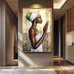 Stampe da parete con donne africane, decorazioni da parete con donne africane, dipinti su tela con donne nere, opere d&#39;arte serene con donne nere, arredamento moderno per la casa