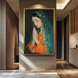 Virgin Mary Wall Art | Religious Catholic Canvas Painting | Mother Mary Prayer Wall Decor | Catholic Religious Wall Decor | Religion Art