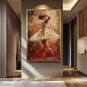 Elegant Ballerina Impressionist Canvas Print, Modern Dance Wall Art, Textured Painting for Home Decor, Contemporary Ballet Artwork Poster