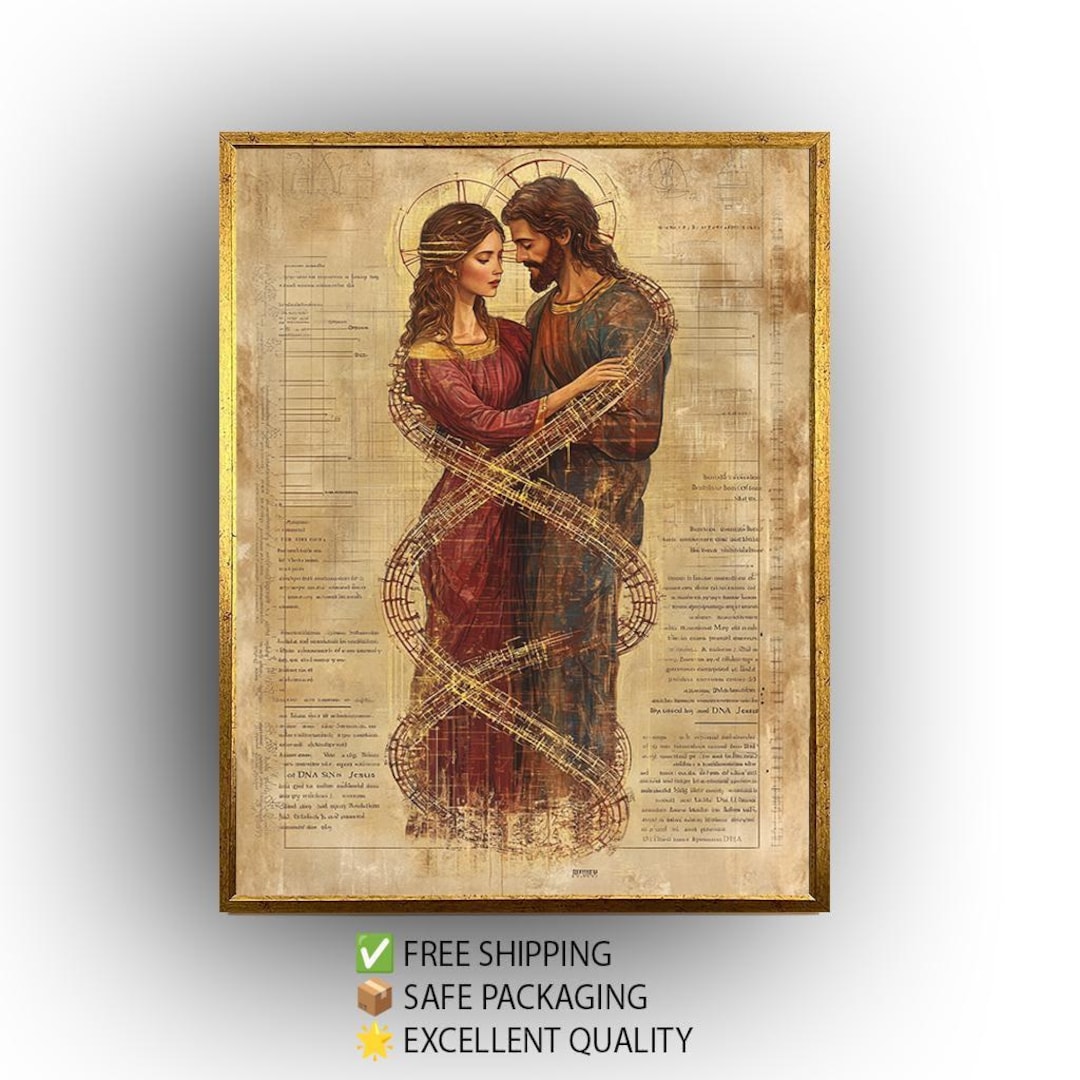 Sacred Lovers Canvas Print Jesus and Mary Magdalene Embrace Spiritual ...